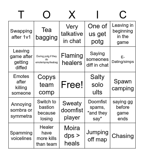 Overwatch 2 Bingo Card