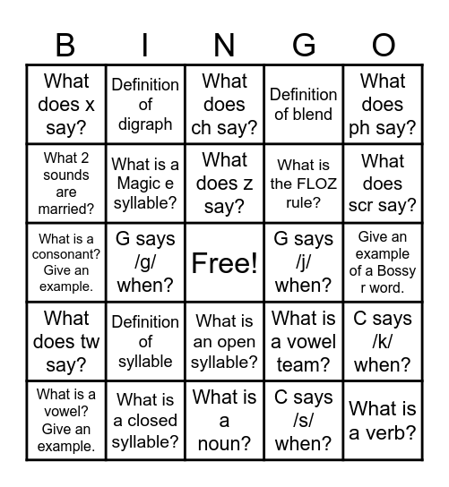 OG Words & Rules Bingo Card