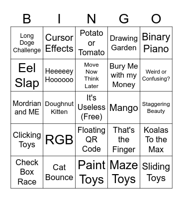 The Most Useless Bingo Card