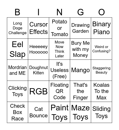 The Most Useless Bingo Card