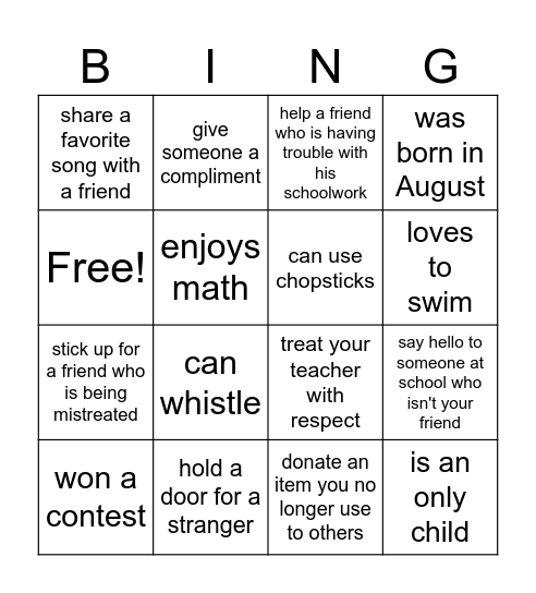 Wonder Bingo Card