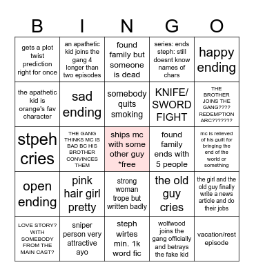 steph when trigun Bingo Card