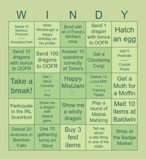 ༄ MistJam 25 | Windgo | OOF ༄ Bingo Card