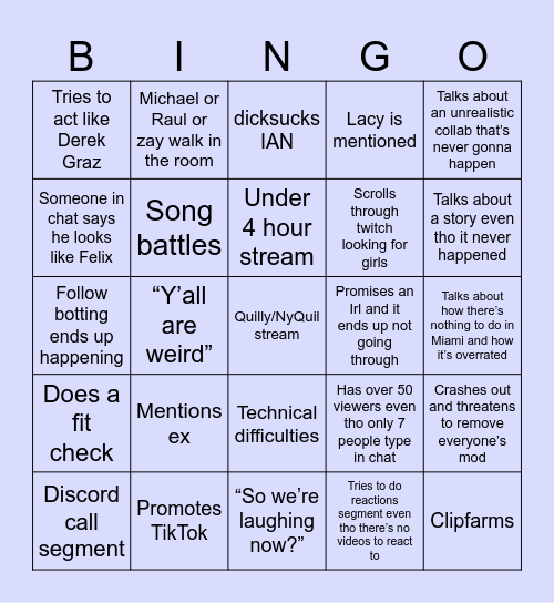 FIIVESTAR BINGO Card