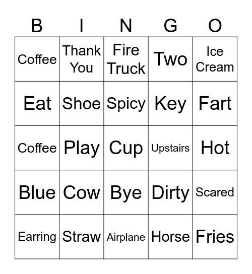 Ved's Two Fast Birthday Bingo Card