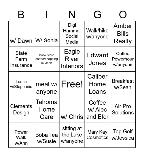 Summer Biz2Biz Power hour Bingo Card