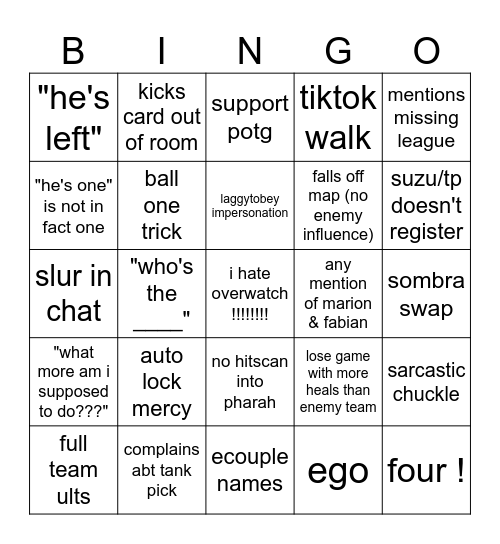 Overwatch BINGO Card