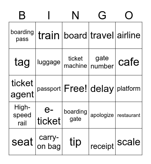 study abroad Bingo Card