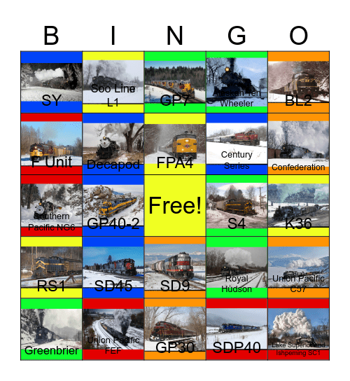 Railways in a Winter Wonderland Bingo Card