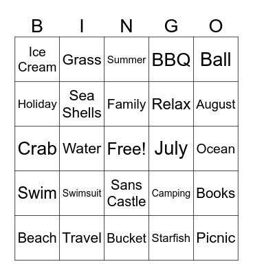 Summer Bingo Card