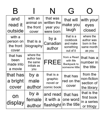 GO WILD and pick a book.... Bingo Card