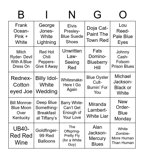 Radio Bingo Red, White, & Blue Bingo Card