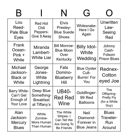 Radio Bingo Red, White, & Blue Bingo Card