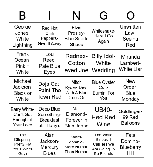 Radio Bingo Red, White, & Blue Bingo Card