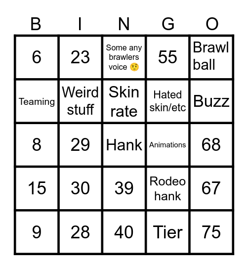 Brawl stars bingo Card