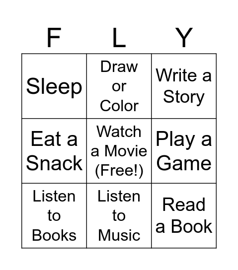 Airplane Bingo Card