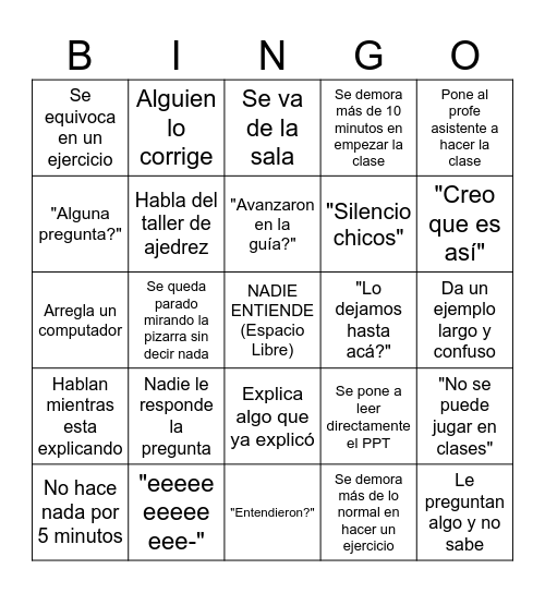 Bingo Matematico Bingo Card