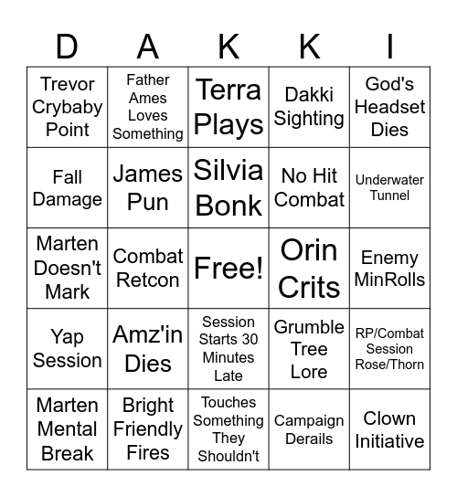 Kunnow Bingo Card