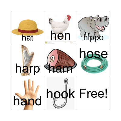 H sound bingo Card