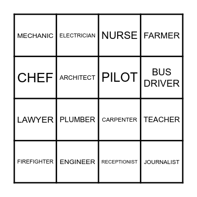 OCCUPATIONS Bingo Card