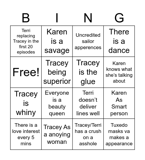 sailor moon actors in Beverley hills teens Bingo Card