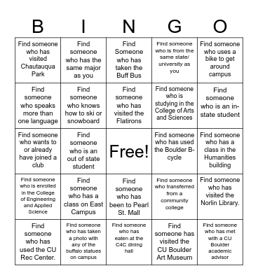 Transfer Bingo Card