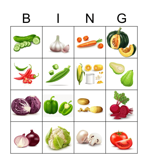 Vegetable Bingo Card