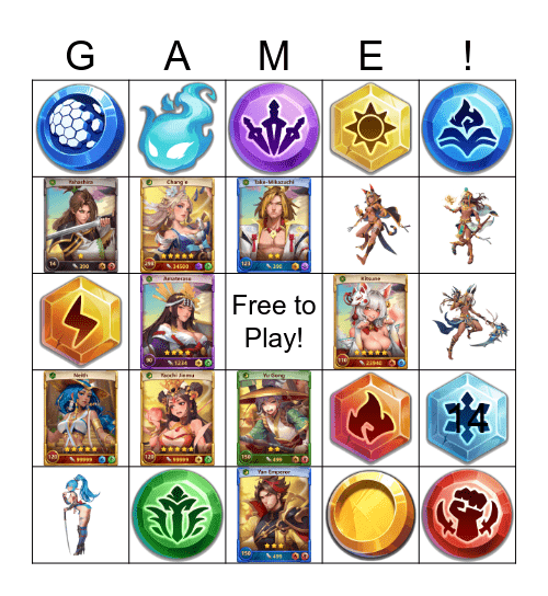 GU 2.0 NEW HORIZON BINGO Card