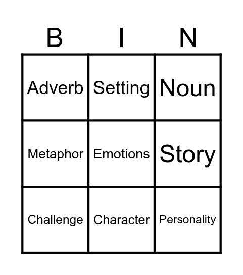 Word Bingo Card