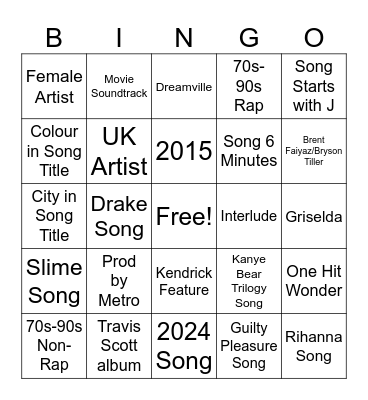 Spotify Bingo Card