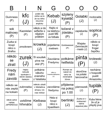 Varšava 2024 Bingo Card