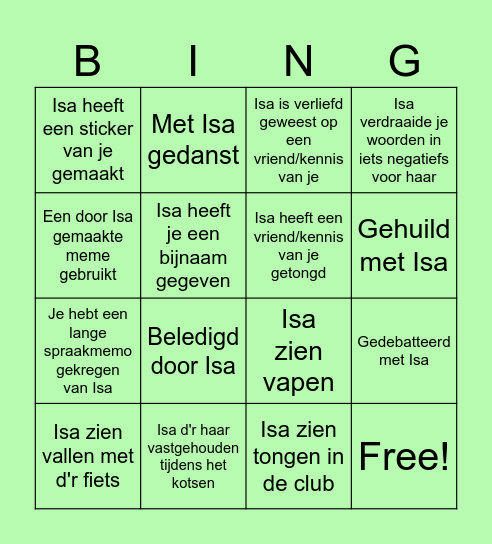 ISA 21 Bingo Card