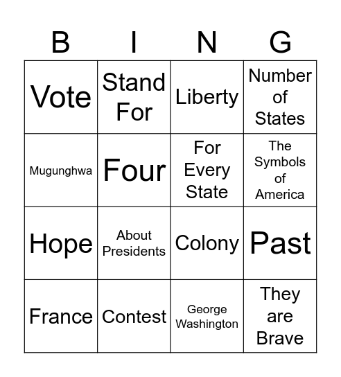 The Contest Bingo Card