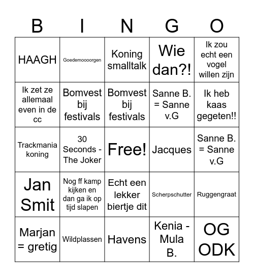 Maurits Cliché Bingo Card