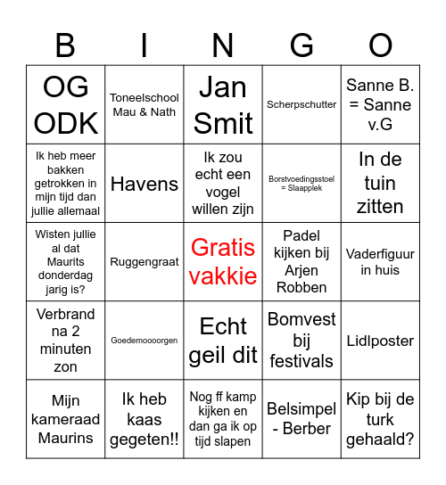 Maurits Cliché Bingo Card