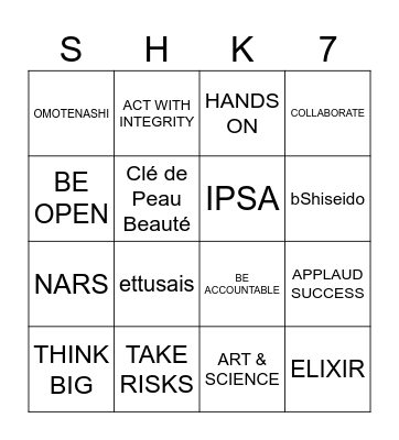 SHK Connect Bingo Card