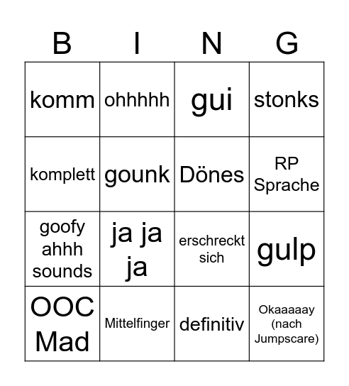 glegmire Bingo Card