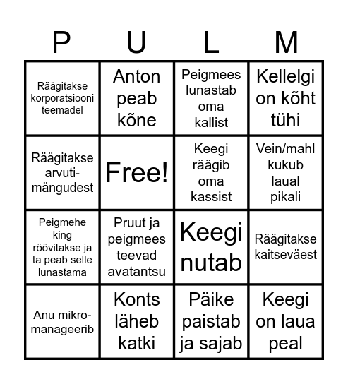 HAPPENING ARUANNE Bingo Card