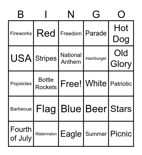 Let Freedom Ring! Bingo Card