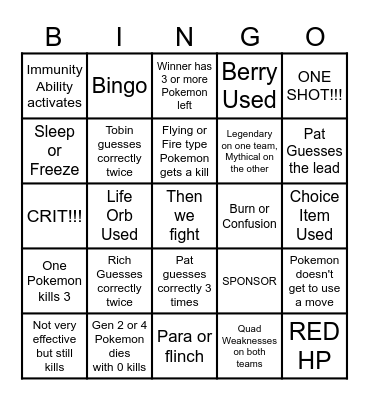 Then we react bingo RICH Bingo Card