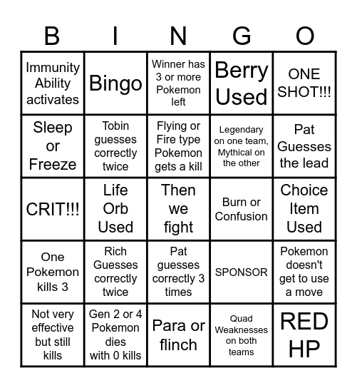 Then we react bingo RICH Bingo Card