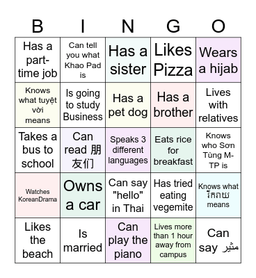 Find someone who... Bingo Card
