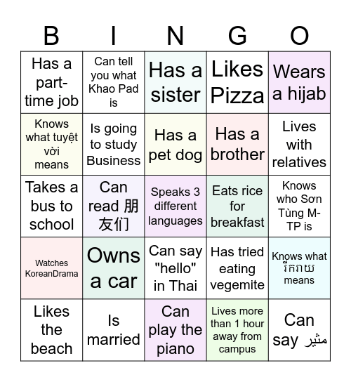 Find someone who... Bingo Card