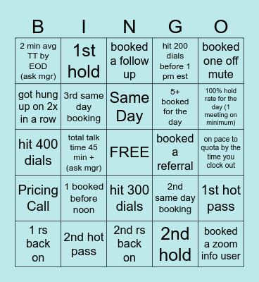 Can only mark one box at a time, no double hitting Bingo Card