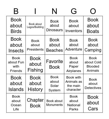 Summer Reading Bingo Card