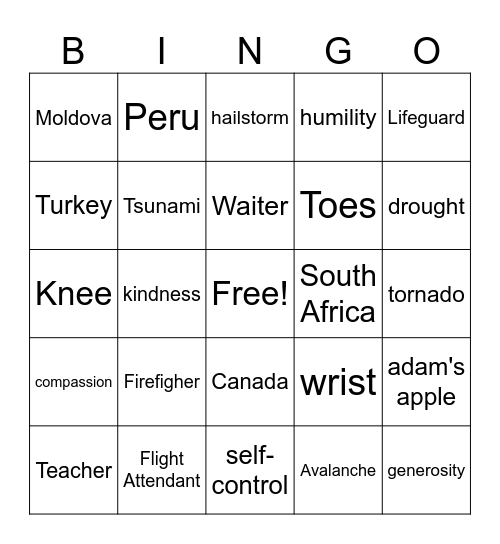 Jeopardy Bingo Card