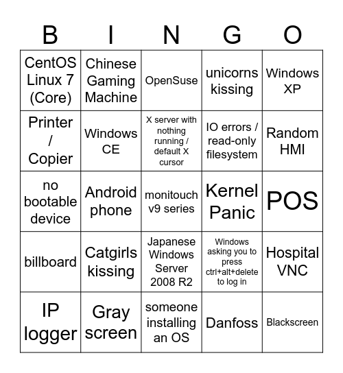 The VNC Bingo Card