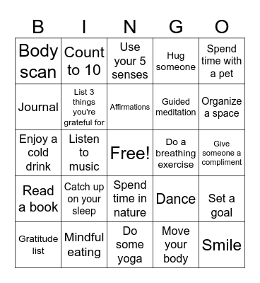 MINDFULNESS BINGO Card