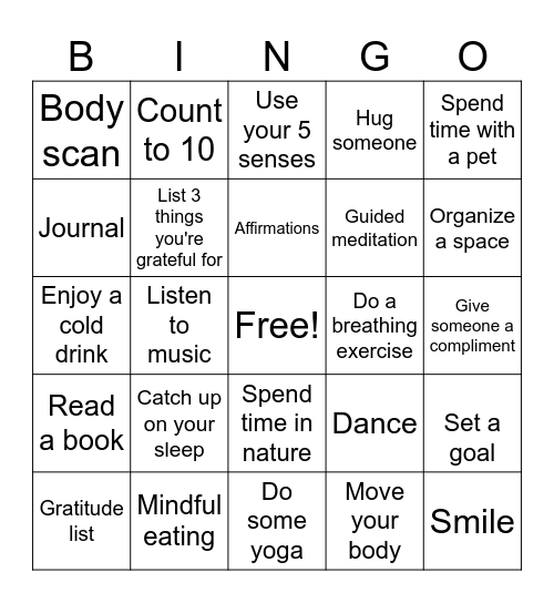 MINDFULNESS BINGO Card