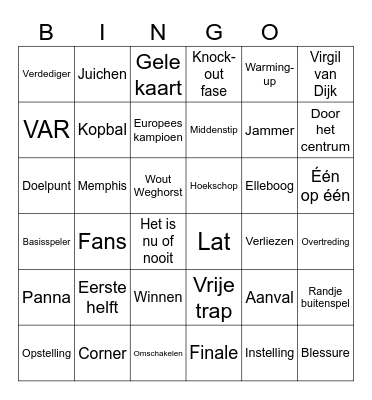 EK Voetbal 2024 Bingo Card
